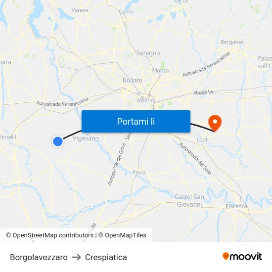 Borgolavezzaro to Crespiatica map