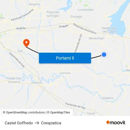 Castel Goffredo to Crespiatica map
