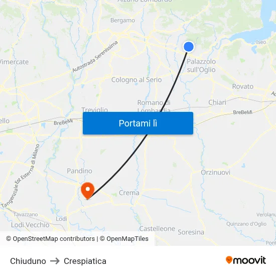 Chiuduno to Crespiatica map