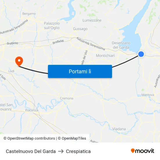 Castelnuovo Del Garda to Crespiatica map