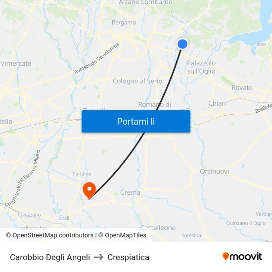 Carobbio Degli Angeli to Crespiatica map