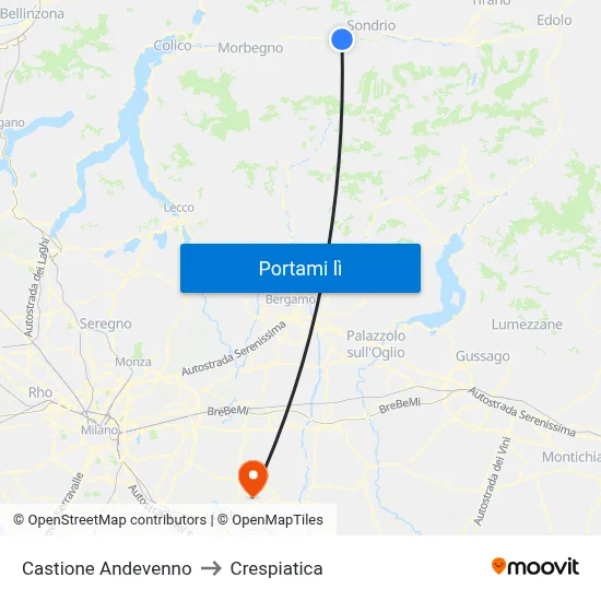 Castione Andevenno to Crespiatica map