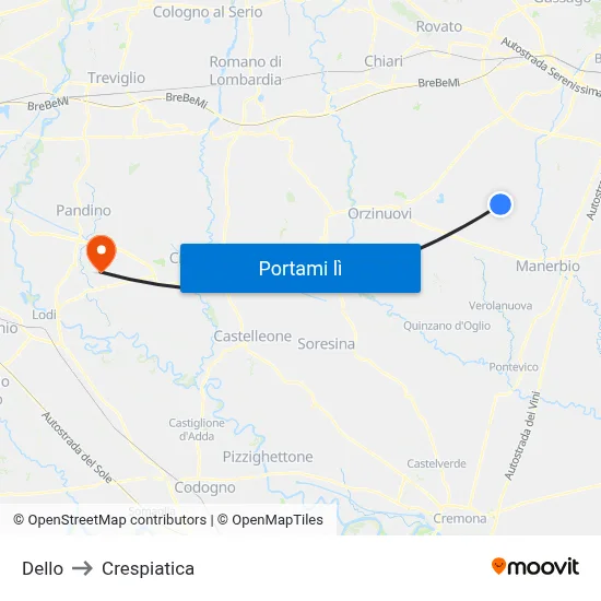 Dello to Crespiatica map