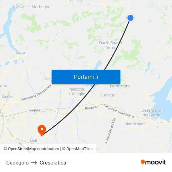 Cedegolo to Crespiatica map