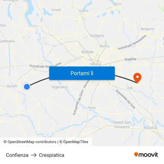 Confienza to Crespiatica map