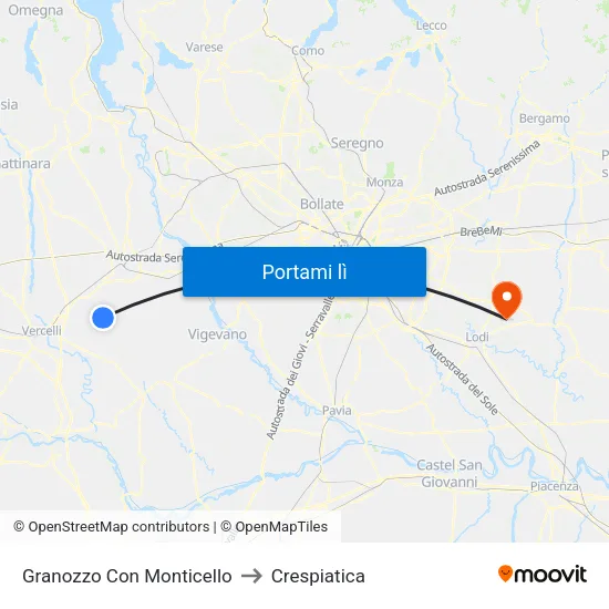 Granozzo Con Monticello to Crespiatica map