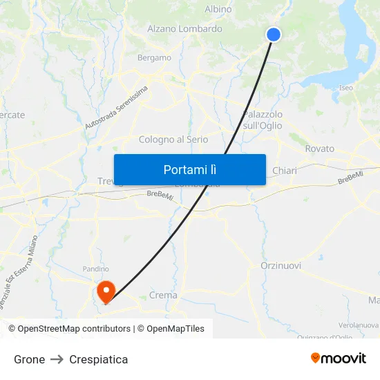 Grone to Crespiatica map