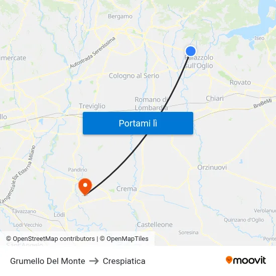 Grumello Del Monte to Crespiatica map
