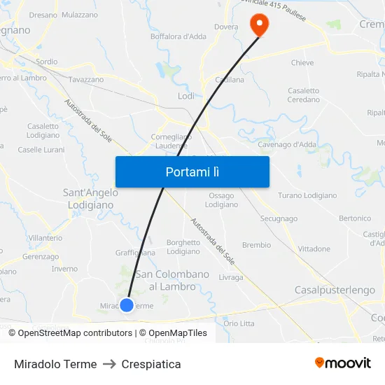 Miradolo Terme to Crespiatica map