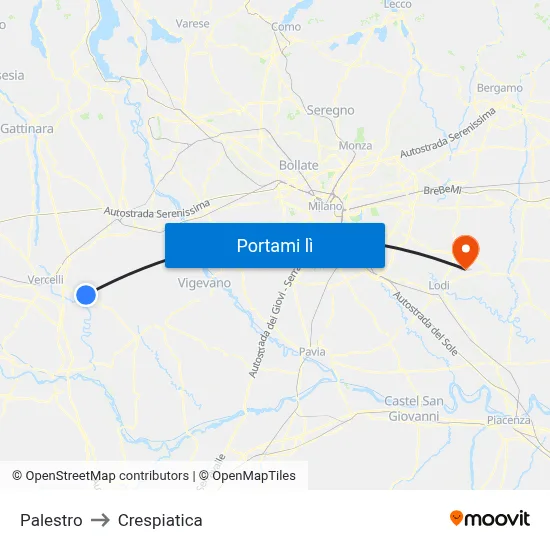 Palestro to Crespiatica map