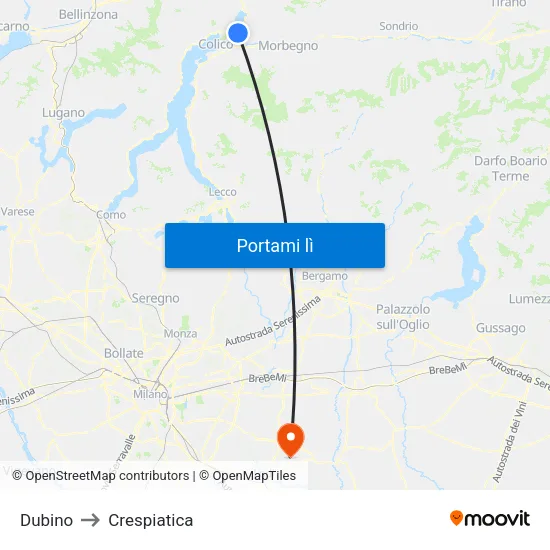 Dubino to Crespiatica map