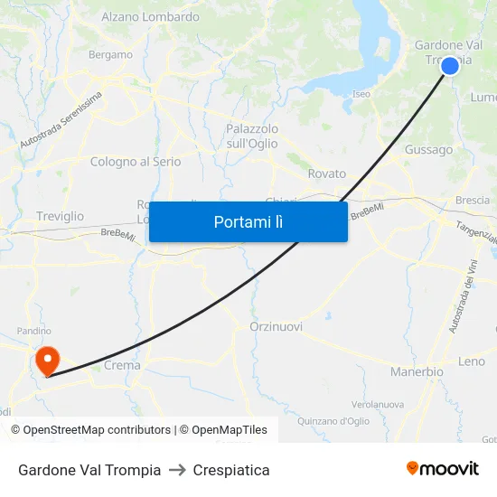 Gardone Val Trompia to Crespiatica map