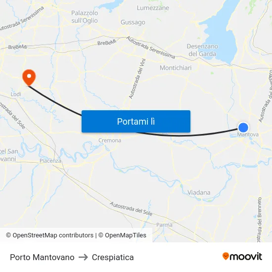 Porto Mantovano to Crespiatica map
