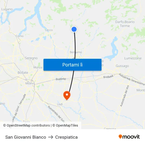 San Giovanni Bianco to Crespiatica map