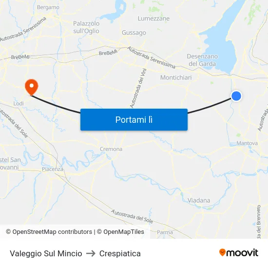 Valeggio Sul Mincio to Crespiatica map