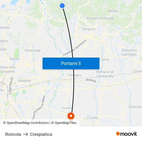 Roncola to Crespiatica map