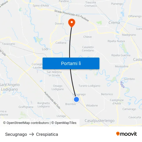 Secugnago to Crespiatica map
