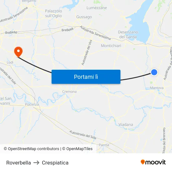 Roverbella to Crespiatica map