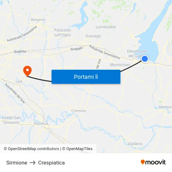 Sirmione to Crespiatica map