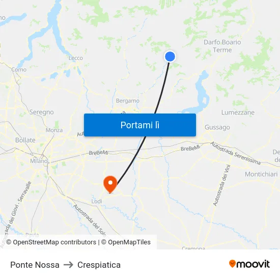 Ponte Nossa to Crespiatica map