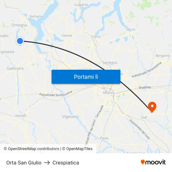 Orta San Giulio to Crespiatica map