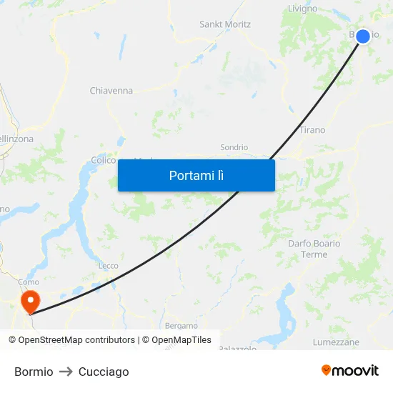 Bormio to Cucciago map