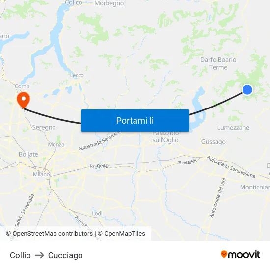 Collio to Cucciago map