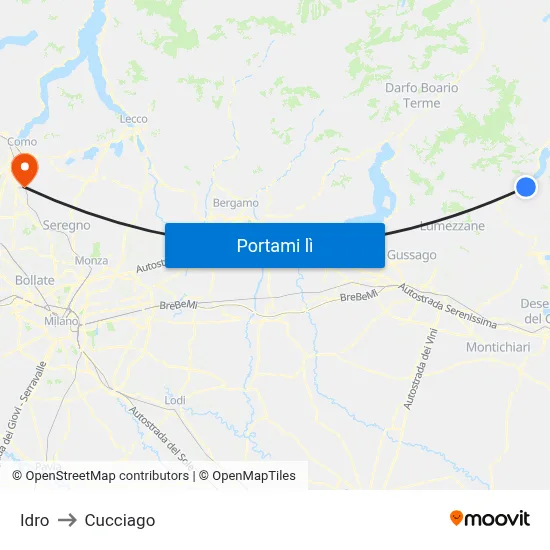 Idro to Cucciago map