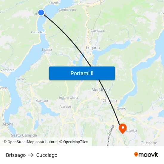 Brissago to Cucciago map