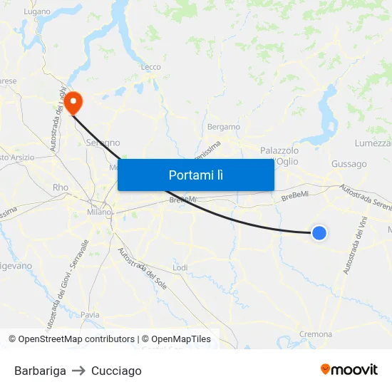 Barbariga to Cucciago map