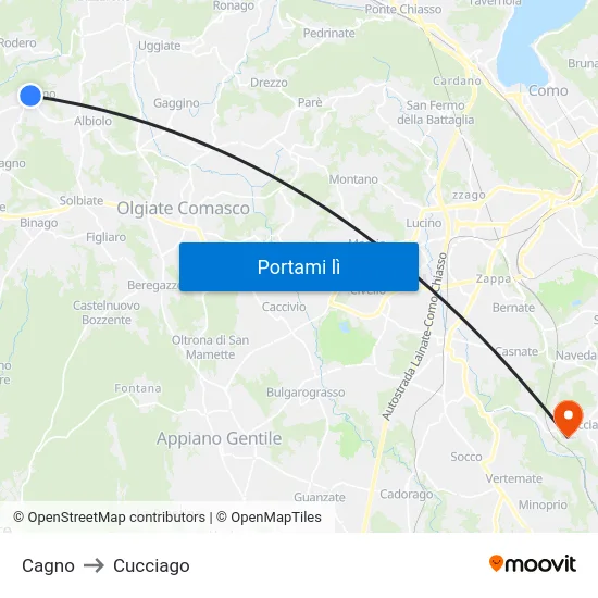 Cagno to Cucciago map