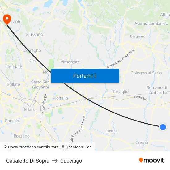 Casaletto Di Sopra to Cucciago map