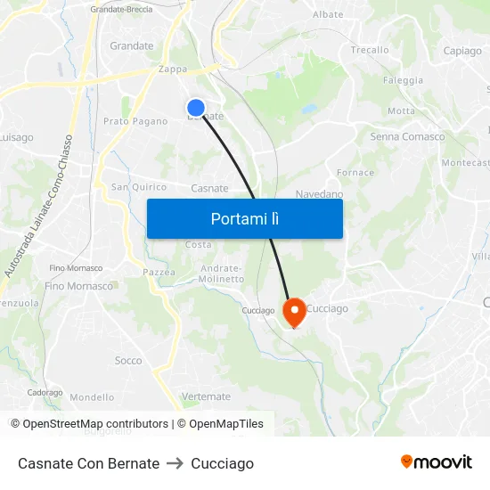 Casnate Con Bernate to Cucciago map