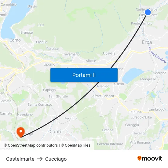 Castelmarte to Cucciago map