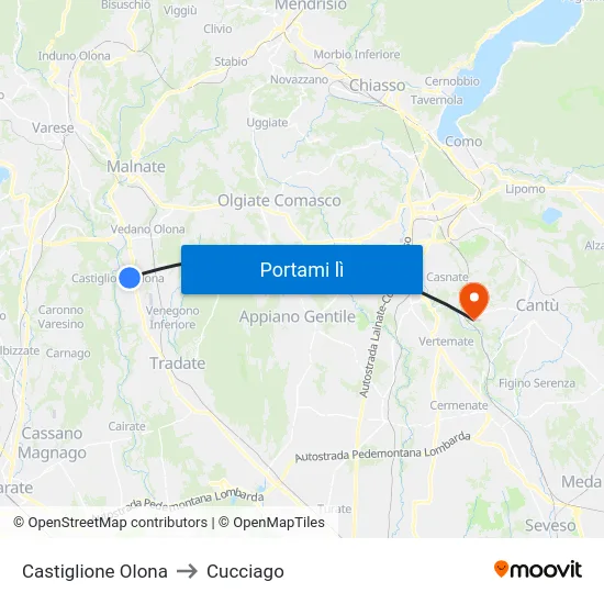 Castiglione Olona to Cucciago map