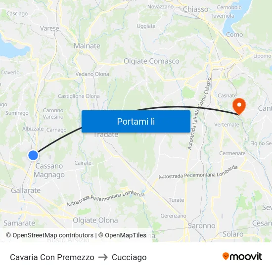 Cavaria Con Premezzo to Cucciago map