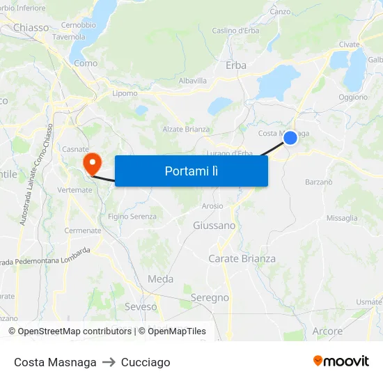 Costa Masnaga to Cucciago map