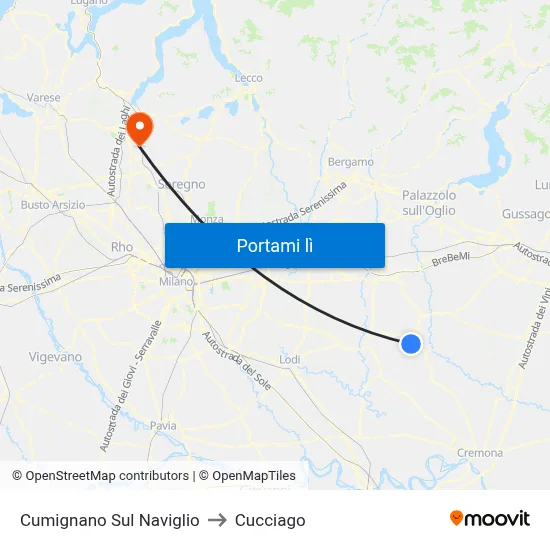 Cumignano Sul Naviglio to Cucciago map