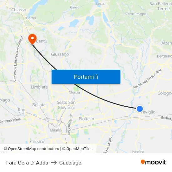 Fara Gera D' Adda to Cucciago map