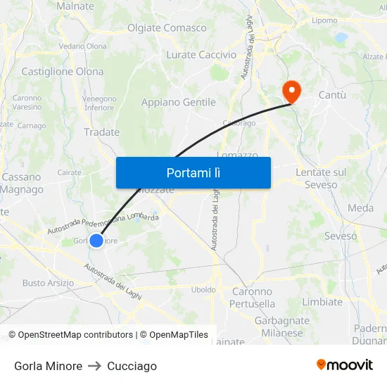 Gorla Minore to Cucciago map
