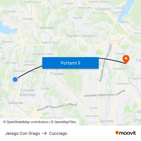 Jerago Con Orago to Cucciago map
