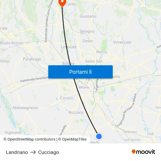 Landriano to Cucciago map