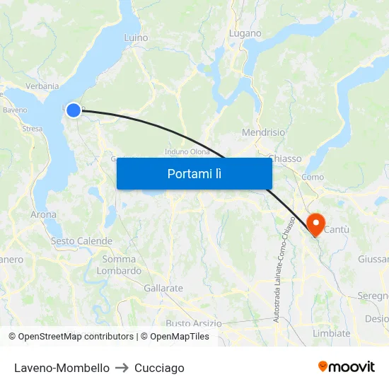 Laveno-Mombello to Cucciago map