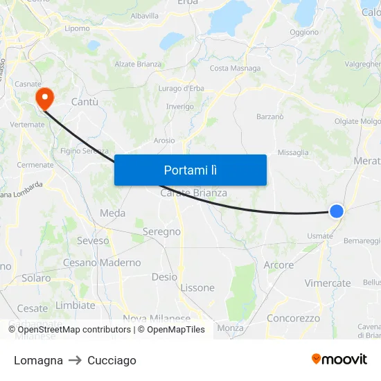 Lomagna to Cucciago map