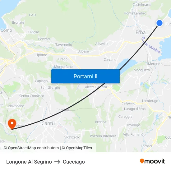 Longone Al Segrino to Cucciago map