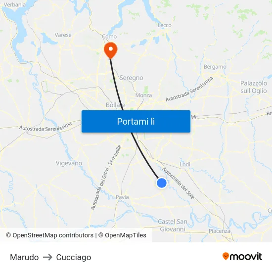 Marudo to Cucciago map