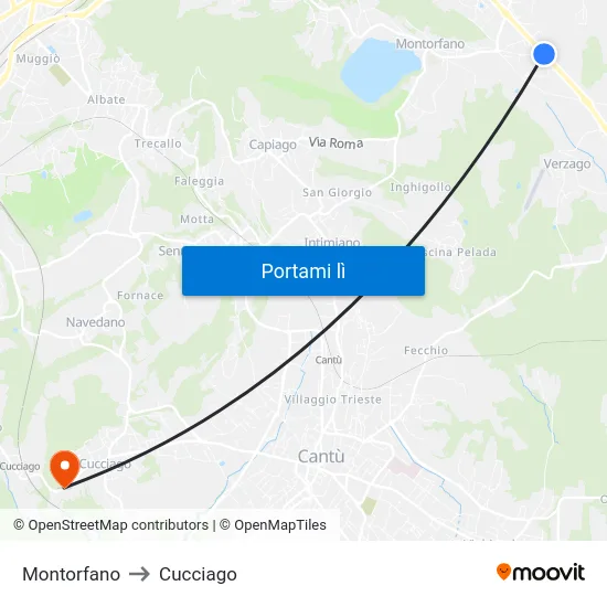 Montorfano to Cucciago map