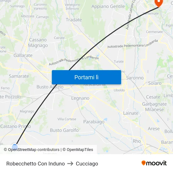 Robecchetto Con Induno to Cucciago map