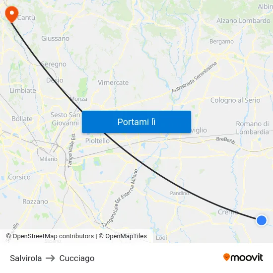 Salvirola to Cucciago map