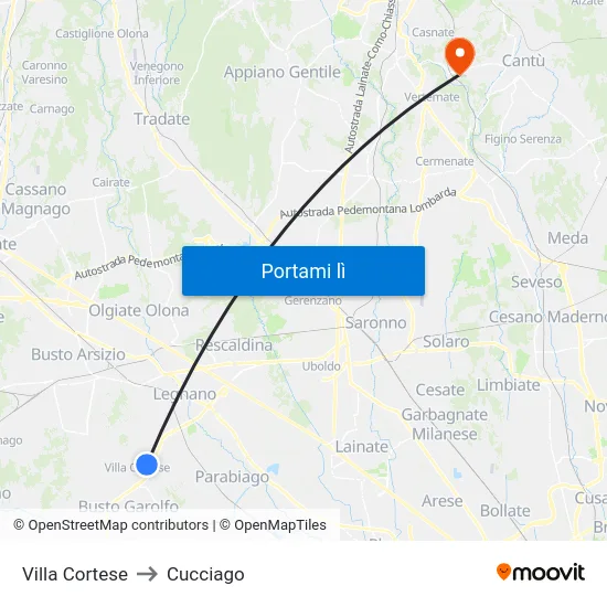 Villa Cortese to Cucciago map
